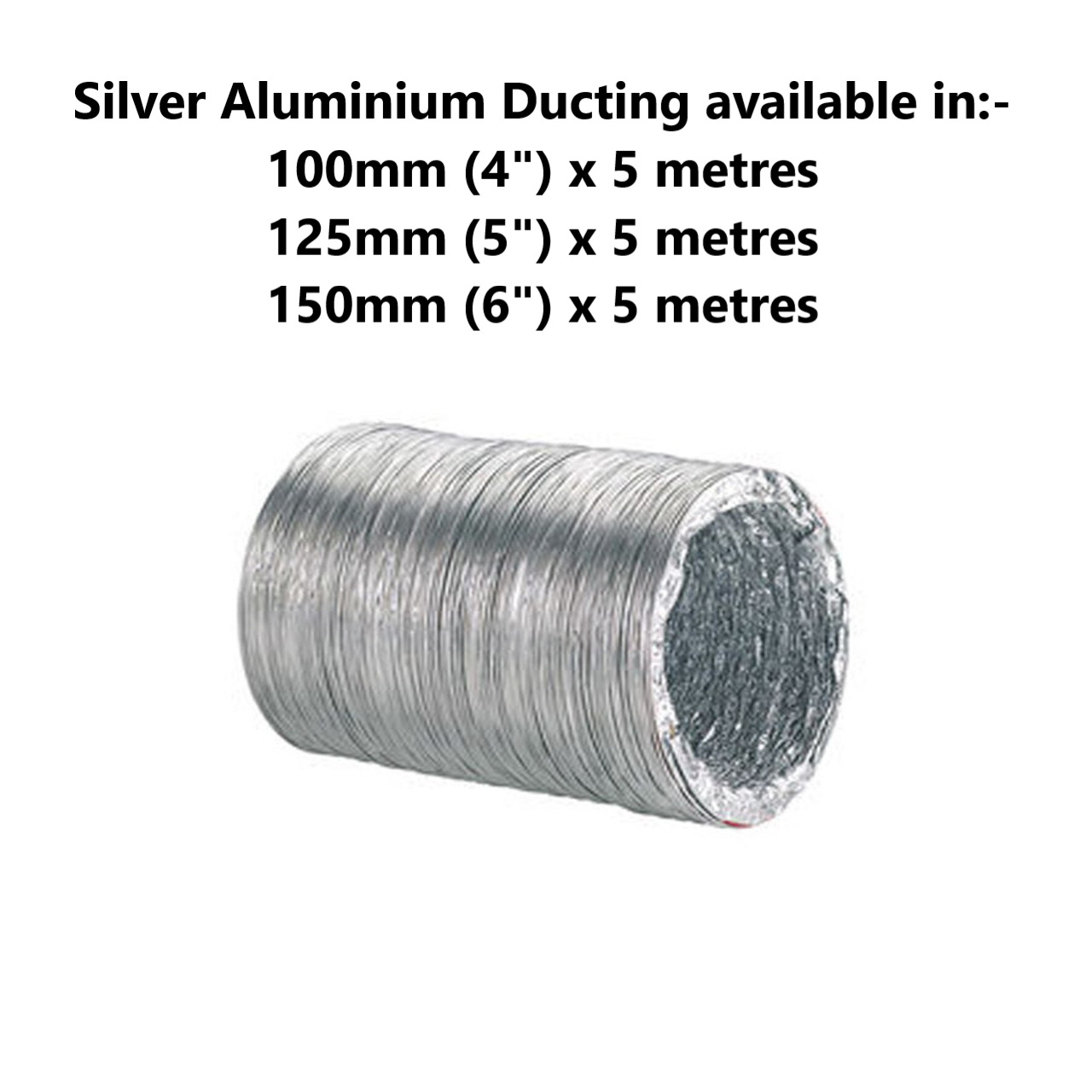 Silver Aluminium Ducting - Hydroponics Ventilation Duct